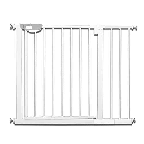 Froadp Cancelletto di Sicurezza per Bambini e Animali, Barriera di Protezione della Porta per Cani, Cancello Senza Trapano, Porta Grata per Bambino, Cancelletti Interni(Bianco, 95-105cm)