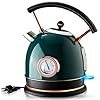 Pukomc 1.8L Electric Water Kettle with Temperature Gauge, Hot Water Boiler & Tea Heater with Curved Handle, Visible Water Level Line, Led Light, Auto Shut-Off&Boil-Dry Protection,Green