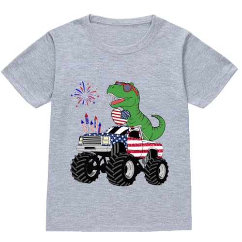 Kids 4th of July Shirts Boys American Flag T-Shirt Toddler Patriotic Top Short Sleeve Cotton Tees Clothes Age 2-10