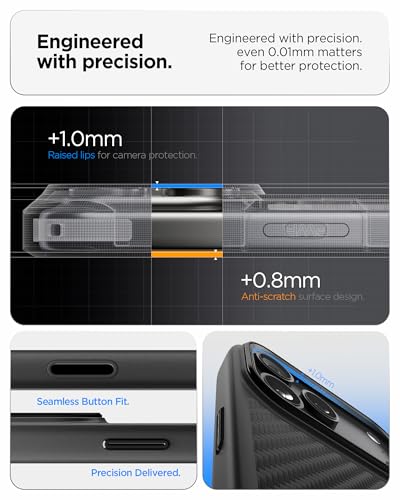 Image of Spigen Enzo Aramid T MagFit Back Cover Case for iPhone 17 Pro, Premium Aramid Fiber Finish, Camera Control Button - Polycarbonate + TPU | Black Black