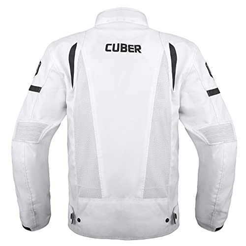 Cuber Motorcycle Cordura Jacket For Men-Mens Breathable Body Armor Black And White Jacket-Ce Armored Safety Jackets For Men. (Medium, White) #TOP3