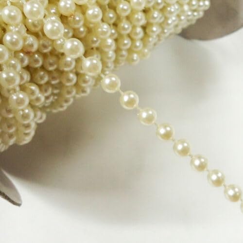 10 Yards Beaded Pearl Trim Strand 6mm Wide Ivory Fabric