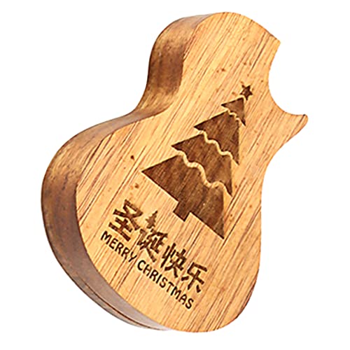 BESTonZON Guitar Shaped Wooden Pick Case Stylish Guitar Pick Storage Holder for Easy Access Natural Grain Design present for Guitar Players and Enthusiasts