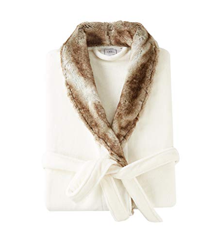 Chic Home Belgian Robe Cozy Super Soft Ultra Plush Faux Fur Fleece Sherpa Trim With 2 Pockets And Belt, 50 X 44, Brown #TOP1