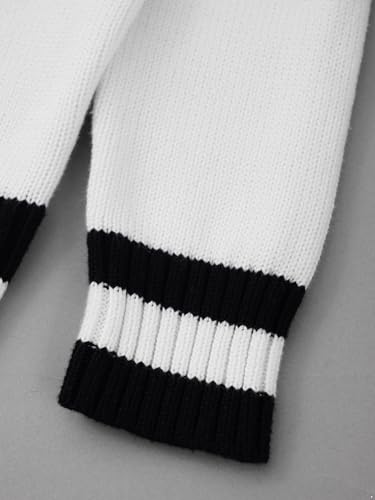 JEATHA Boys\' Long Sleeve V-Neck Cricket Sweaters School Uniform Pullover Shirts Fall Winter Knit Tops White 11-12 Years