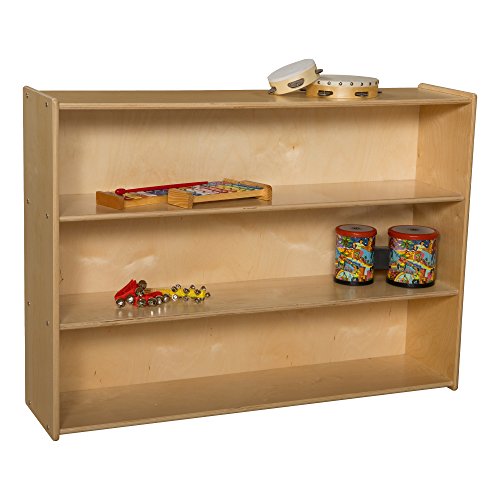 Image of Sprogs SPG-2472A Mobile Adjustable Bookcase Without Lip - Unassembled, 35 1 /2 inch Height, 12 inch Wide, 46 3 /4 inch Length, Natural