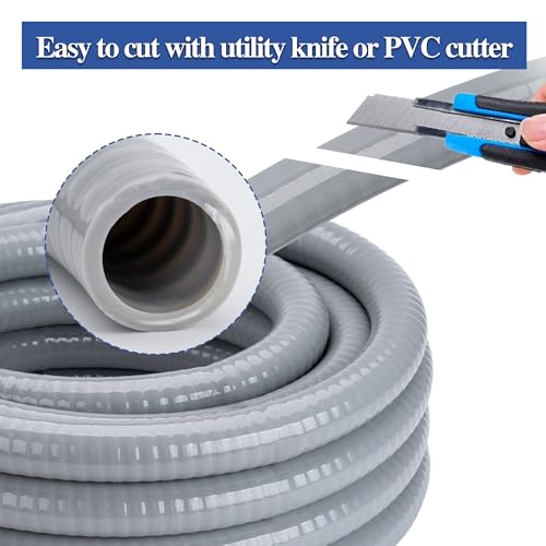 Geowaky 1-1/4 Inch 25 FT Liquid-Tight Conduit and Connector Kit Non Metallic Flexible Conduit Electrical Kit - 5 Straight and 3 Angle Fittings Included for Electrical Wiring by Geowaky - Image 6