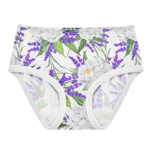 Joisal Toddler Girls Underwear 2t Cotton Little Girl Panties Cartoon Briefs Girls Undies White Peonies Purple Lavender