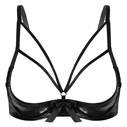 YUUMIN Femmes Soutien-Gorge Sexy Dentelle Transparent Lingerie Erotique Redresse-Sein Poitrines Nus Brassière Armatures Réglable Bra Push Up Nuisette Clubwear S-5XL Noir D 4XL