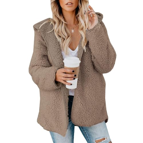 Plaid Flannel Shacket Women Plush Fuzzy Fleece Jacket Oversized Cardigans Winter Coats Open Front Cardigan Sweaters