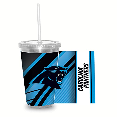 Image of Rico Industries NFL Football 16oz Clear Tumbler W /Straw for NFL Fans