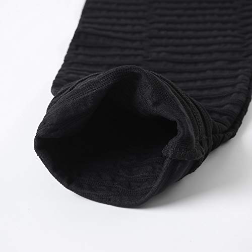 MOSHENGQI Women's Ruched Butt Lifting High Waist Yoga Pants Tummy Control Stretchy Workout Leggings Textured Booty Tights(Samll,#4 Black(Ultra-compressive)) - Thumbnail 7