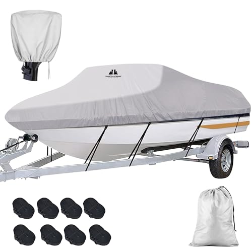 GIANTS GATEWAY Heavy-Duty Polyester Boat Cover for 20-22 ft Boats, Water-Resistant Marine Canvas, Buckles & Straps – All-Season Trailerable Cover for Fishing, Bass Boats, and More