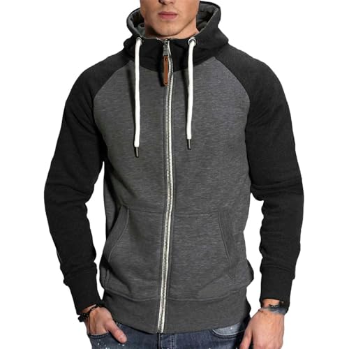 Men's Contrast Raglan Sleeve Zip Cardigan Casual Men's Hooded Cardigan4