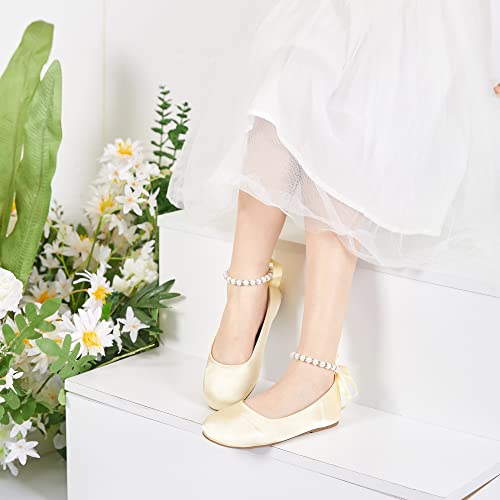 Image of Felix & Flora Girls Toddler Little Ballet Shoes - Flower Girls Mary Jane Flats Dress Shoes Party Wedding