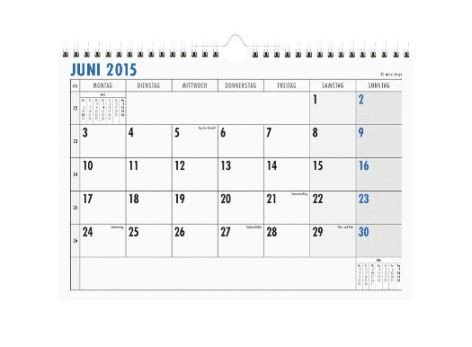 Preisvergleich Produktbild Monatsterminkalender 989-29 x 21 cm, 1 Monat / 1 Seite