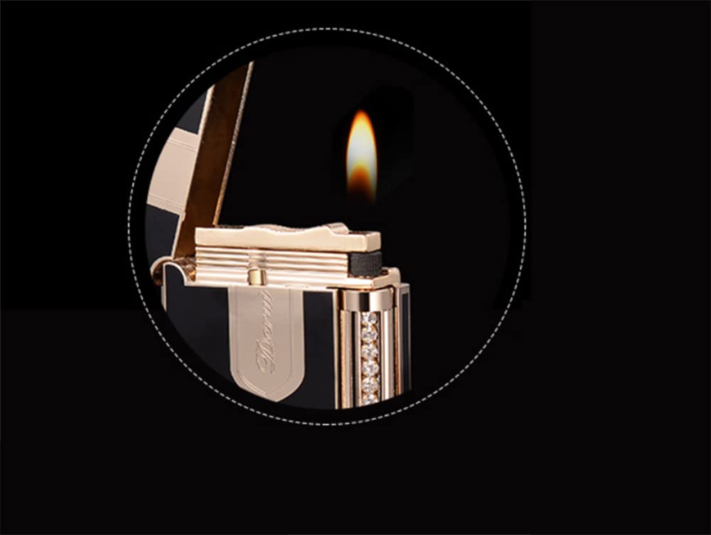Briquet coupe-vent portable rechargeable au gaz butane avec flamme réglable - Cadeau rétro pour homme