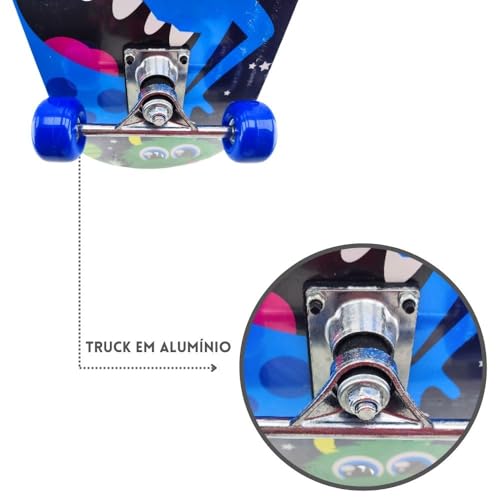 Skate Infantil Montado Com Lixa 7 Lâminas Brinquedo Radical Planets