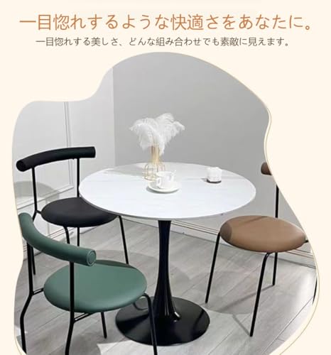 Arnxian 丸テーブル ダイニング直径50×高さ73 カフェ食卓 円形 組み立て簡単 木目調 ブラウン (50cm,白い丸テーブル) [5]