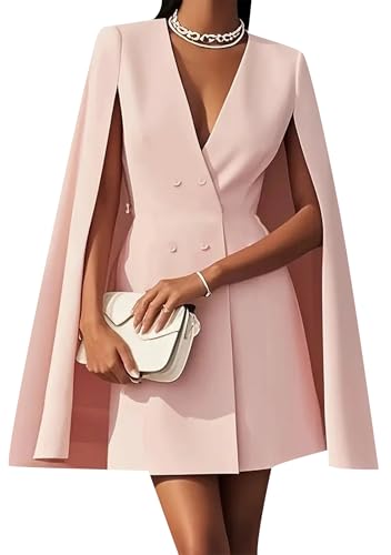 Robe Tailleur Double Boutonnage de Haute Tenue avec Manches Cape