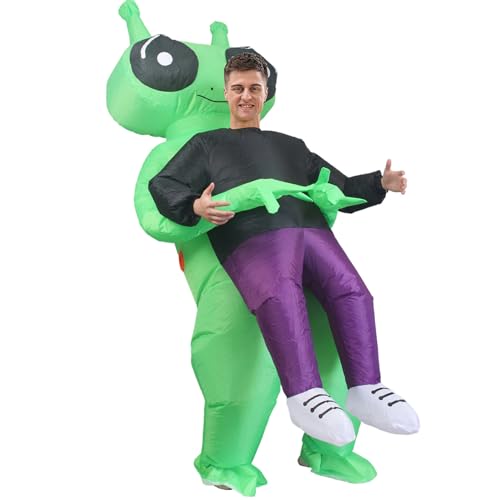 Banziaju Disfraz de alienígena inflable, disfraz de extraterrestres para adultos verde divertidos divertidos disfraz de alien