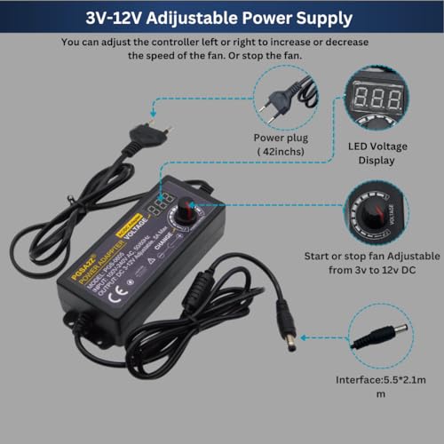 Image of 3V-12V 5A 60W Adjustable Power Supply with LED Display | Universal AC Adapter 100-240V to 3-12V