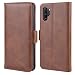 Produktbild La Farah Handyhülle für Samsung Galaxy Note 10 Plus Hülle, PU Leder Flip Schutzhülle für Samsung Galaxy Note 10+ 5G Tasche,Vintage Braun