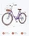 VIRIBUS Beach Cruiser Bike for Women, 7 Speed Womens Bike, 26 inch Cruiser Bicycle with Rattan Basket, City Commuter Vintage Retro Step Through Bicycle for Female Ladies Seniors, 330 Lb. Purple