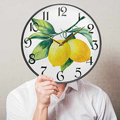 Stargrass Lemon Yellow Wall Clocks Battery Operated 12 Inch / 9.5 Inch Silent Non-Ticking Quiet Desk Clock Decor For Living Room Home Office School Kitchen #TOP4