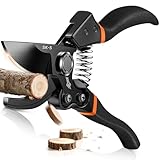 DECERK Pruning Shears for Gardening, 8.5" Professional Bypass Garden Scissors & Hedge Clippers for Branch, Plant Trimming, Heavy Duty Hand Pruner【Titanium Blade】【Arthritis Friendly】【Ergonomic Handle】