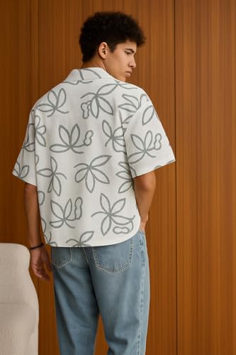Image of TAGDO Men's Printed Cotton Casual Shirt | Half Sleeve Floral Print Shirt for Man | Relaxed Oversized Fit & Perfect for Casual, Office & Formal Wear (2050)