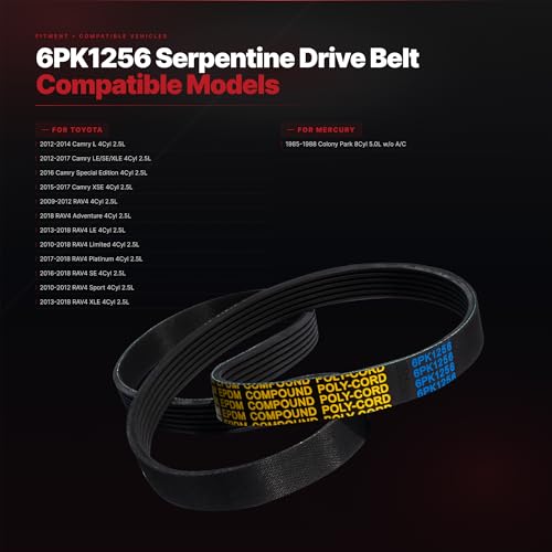 Image of 6PK1256 Serpentine Belt with Toyota Camry, RAV4, Scion tC