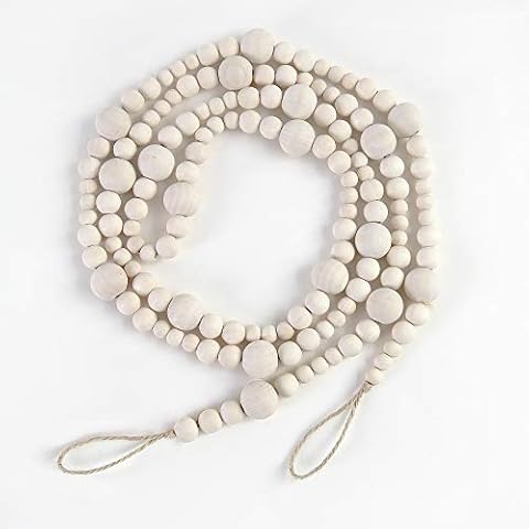 BlueMake 7.2 Feet Christmas Wood Bead Garland Farmhouse Home Decor for Christmas Tree Holiday Decoration (Wood Color) Cover