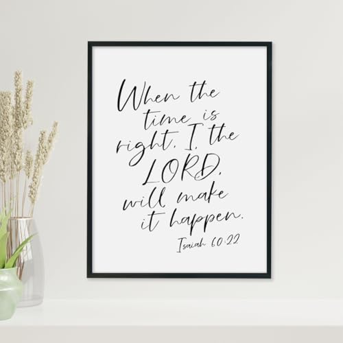 NATVVA Wall Decor When The Time Is Right I The Lord Will Make It Happen Canvas Art Prints Painting Scripture Picture Artwork Home Christian Decoration No Frame