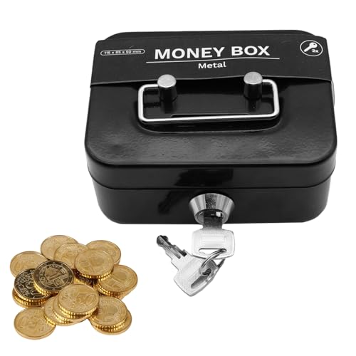 Cassette of Money lockable Small lockable Box Cash Register with Slit Cash Box Receipt Box Money Boxes Receipt Box with 2 Keys for Storing Change, Coins