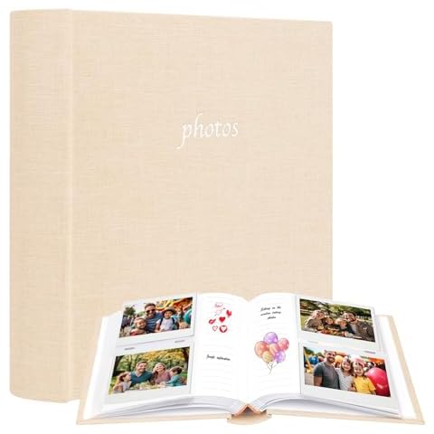 Photo Album for Fujifilm Instax Wide 300 Camera, Linen Cover, 120 Pockets Photo Album with Writing Space for Polaroid Now OneStep2 OneStep+ Instant Camera, POP Lab Print Camera (khaki) Cover