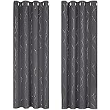 FANTASTISCHES MATERIAL & SCHICKES DESIGN - Deconovo Verdunkelungsvorhänge bestehen aus 100 Prozent hochwertigem Polyester. Gewebedichte: 75 D x 300 D, Gewicht: 230g/m2, Fadenzahl: 139. Sie sind weich, drapiert, elegant und fühlen sich sehr glatt an. Sie sehen gut an Ihren Fenstern aus und dekorieren Ihr Zuhause perfekt. Die Gardine hat speziales Motiv und bequeme Tastempfindung. Die Vorhänge mit reichen Farben können Ihren Raum passen und bringen freundlichen und schönen Umwelt.