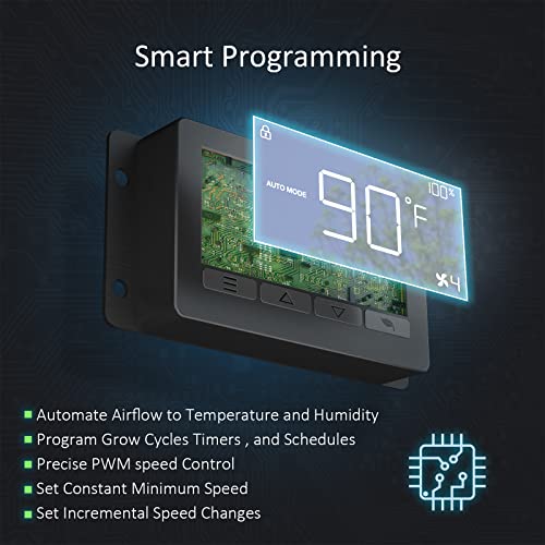 Toolazy Quiet 4” Inline Duct Fan With Temperature Humidity Controller - Ventilation Exhaust Fan Using For Heating Cooling Booster, Grow Tents, Hydroponics, Home Use Ventilation And Exhaust Blower #TOP4