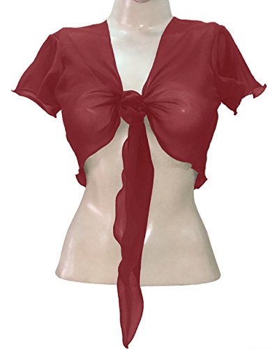 Image of Indian Trendy Women's Chiffon Short Sleeve Tie Top Choli Blouse Belly Dance Gypsy Tie Front Cardigan Tops