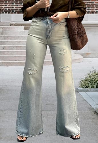 Image of Women's Flare High Waisted Bell Bottom Wide Leg Stretch Classic Denim Pants