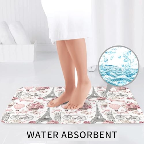 Tapis de salle de bain antidérapants roses doux absorbants pour WC - 6