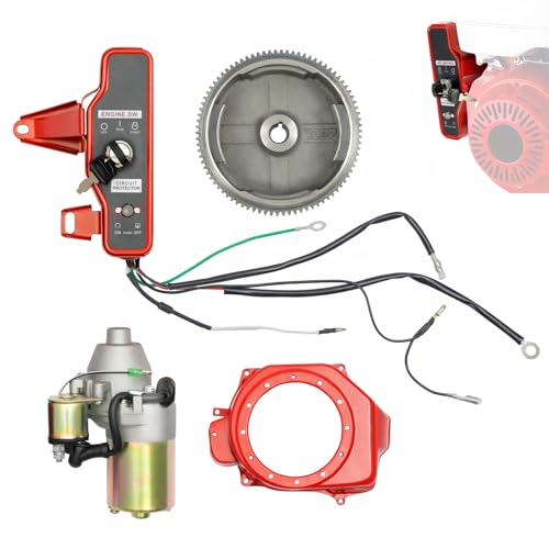 JAYGOVAN Electric Starter Motor Kit for Honda GX160/GX200 5.5HP 6.5HP Engine Flywheel Starter Charge Ignition Coil Switch Small Engines Key Box Electric Starters Motor