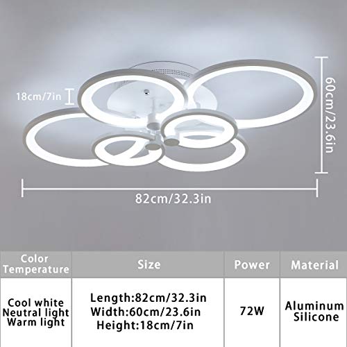 Plafonnier LED avec télécommande 72W Ganeed lustre moderne - 6