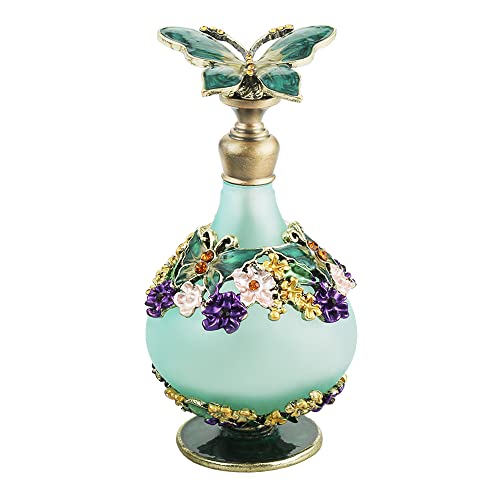Yetaha Antique Butterfly Perfume Bottle, Refillable Flowers Decor Bottle Emply