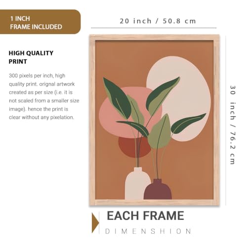 Image of kotart Home Decor Boho Painting Decorative Wall Art | Aesthetic Poster With Frame For Living Room Bed Room Hotel Wall Decor Digital Reprint Set of 3 (20x30 Inch)
