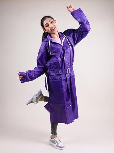 Image of Rupa Rainsuit Women Waterproof PVC Raincoat with Hood & Carry Bag | Lightweight Rainwear for Women with Front Zip | Solid Color | Standard Length | Pack of 1