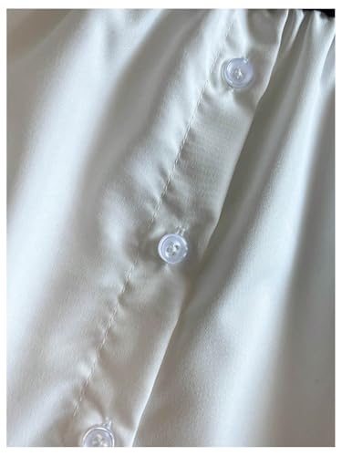 SweatyRocks Girl's Color Block Collar Blouse Button Front Ribbed Knit Long Sleeve Dress Shirts4