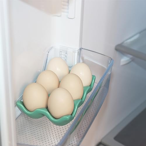 Bealuffe Ceramic Egg Holder Egg Tray Porcelain Fresh Egg Holder for Fridge Countertop Kitchen Storage Half Dozen 6 Cups