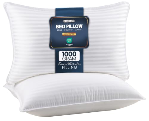 Utopia Bedding Bed Pillows for Sleeping Queen Size (White), Set of 2, Down Alternative Pillow for Sleeping, Cooling Hotel Quality Pillow Set for Back, Stomach or Side Sleepers