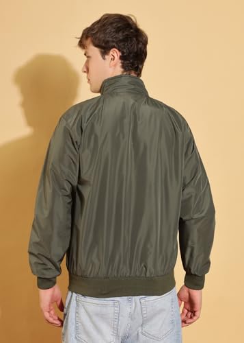 Image of Dollar Men's Polyester Solid Windcheater Jacket With Zipper Pockets